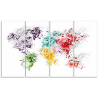 Designart Colour Splash World Map Canvas Art Print, (PT2739-271)-Print
