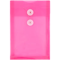 JAM Paper Plastic Envelopes with Button and String Tie - Open End - 6.25" x 9.25" - Magenta Pink Poly - 12 Pack -Colour: Magenta Pink
