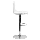 Flash Furniture Contemporary Vinyl Adjustable Height Barstool with Horizontal Stitch Back & Chrome Base - White - 2 Pack-Mid-Back Design