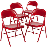 Flash Furniture - Chaise pliante en métal de série Hercules, rouge, paq./4 (4BDF002RED)-paquet de 4 chaises pliantes en métal