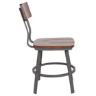 Flash Furniture Flint Series Rustic Walnut Restaurant Chair with Wood Seat & Back & Grey Powder Coat Frame-Rectangular Back Design