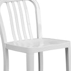 Flash Furniture Commercial Grade 24" High Metal Indoor-Outdoor Counter Height Stool with Vertical Slat Back - White - 2 Pack-Galvanized Steel Construction