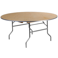Flash Furniture - Table de banquet pliante ronde de 5,5 pieds en bois de bouleau TRÈS RÉSISTANT avec des bords en MÉTAL-Table de banquet prête à l'emploi