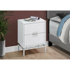 Monarch Specialties 3490 Accent Table - 24"H/Glossy White/Chrome Metal-Chrome silver metal base in a clean modern design