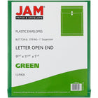 JAM Paper Plastic Envelopes with Button and String Tie Closure, Letter Open End, 9.75 x 11.75, Green Poly, 12 Pack (118B1GR)-Thick plastic makes these envelopes durable