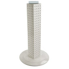 Azar Displays 24" x 4" x 4" 4-Sided Revolving Pegboard Counter Display, White Solid (700222-WHT)-Interlocking four-sided pegboard tower and 14-1/2" diameter revolving clear plastic base