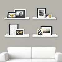nexxt FN00386-7MC Edge 23" x 4" Picture Frame Ledge, White-Measurement and weight capacity: each floating shelf measures 23"L x 4"W x 2"H. significant length means you have nearly 2 feet of the beautiful display, creating maximum storage space. each shelf holds up to 8 pounds which allows you to place items with a little more weight on each shelf