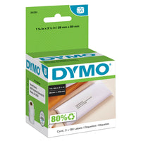 DYMO LabelWriter Self-Adhesive White Mailing Address Labels, 1-1/8" x 3-1/2" - 2 Rolls of 130 (260 Total)-Dymo Paper labels utilize direct thermal print technology providing clear, laser-like quality with a permanent adhesive