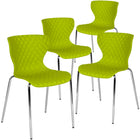 Flash Furniture Lowell Contemporary Design Citrus Green Plastic Stack Chair-Stack Quantity: 5