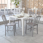 Flash Furniture Commercial Grade Silver Metal Indoor-Outdoor Chairs-Screw Leveling Floor Glides