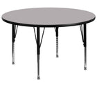 Flash Furniture 60'' Round Activity Table with Thermal Fused Laminate Top and Height Adjustable Pre-School Legs, Grey-Grey Laminate