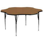 Flash Furniture 60" Flower Oak Thermal Laminate Activity Table - Standard Height Adjustable Legs-Flower Shaped Activity Table
