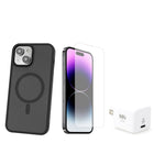 TUFF8 Glide Guard with Screen Protector and Wall Charger For iPhone 15 Plus - Smoke Black-Shockproof Layer: The air tight shockproof layer adds extra protection from accidental drops. Tested to MIL-STD to 6FT
