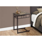 Monarch Specialties 3043 Accent Table - Espresso Marble/Bronze Metal-Sturdy metal base