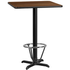Flash Furniture Laminate 30" Square X-Base Table, Walnut (XUWA3030T22B3F)-Bar Height Hospitality Table