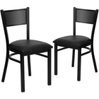 Flash Furniture HERCULES Series Black Grid Back Metal Restaurant Chair - Black Vinyl Seat - 2 Pack-Grid Back Design