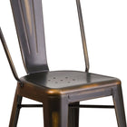 Flash Furniture Commercial Grade 24" High Distressed Copper Metal Indoor-Outdoor Counter Height Stool with Back-Footrest