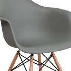 Flash Furniture Alonza Series Plastic Chair with Wooden Legs - Moss Grey - 2 Pack-Contoured Design