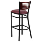 Flash Furniture HERCULES Series Black Slat Back Metal Restaurant Barstool - Mahogany Wood Back - Burgundy Vinyl Seat-Mahogany Wood Slat Back Design