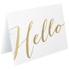 JAM Paper Thank You Cards Set, Hello Greeting, White with Gold Script, 10 Pack (D41113NGLMB)-5.25" x 3.75" cards
