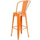 Flash Furniture Commercial Grade 30" High Orange Metal Indoor-Outdoor Barstool with Back-Orange Powder Coated Frame Finish