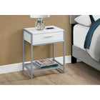 Monarch Specialties 3503 Accent Table - 22"H/White/ Silver Metal/ Tempered Glass-Modern design with a stylish white finish