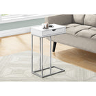 Monarch Specialties - 3774 Table D'Appoint - 25 po H/Blanc/Metal Argent-1 tiroir de rangement traversant pour ranger les telecommandes et autres petits objets avec de larges poignees decoupees des deux côtes pour un acces pratique