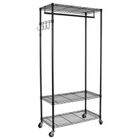 Oceanstar GRS1514 Garment Rack with Adjustable Shelves with Hooks, Black-Detachable hook bracket to hang handbags or any extra garment pieces