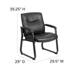 Flash Furniture – Fauteuil d’appoint de direction HERCULES à pattes traîneau, capacité de 500 lb, cuir noir (GO2136)-Cadre tubulaire en acier