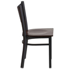 Flash Furniture HERCULES Series Black Coffee Back Metal Restaurant Chair - Walnut Wood Seat - 2 Pack-Walnut Finished Wood Seat
