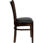 Flash Furniture HERCULES Series Vertical Slat Back Walnut Wood Restaurant Chair - Black Vinyl Seat-Vertical Slat Back Design