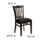 Flash Furniture HERCULES Series Vertical Slat Back Walnut Wood Restaurant Chair - Black Vinyl Seat-Mortise and Tenon Style Construction with metal wood screw reinforcements