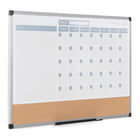 MasterVision 3-in-1 Dry-Erase Calendar Planner Board - Silver Frame - 18" H x 24" W-Magnetic lacquered steel dry erase surface