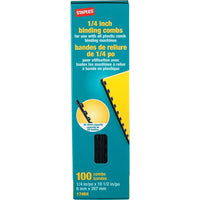 Staples Plastic Binding Combs, 1/4", Black, 100-Pack-19-hole plastic spines won’t scratch, chip, peel or discolour