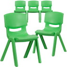 Flash Furniture Green Plastic Stackable School Chair with 15.5" Seat Height-309 lb. Static Load Capacity
