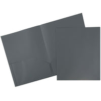 JAM Paper Plastic POP Two Pocket Folders, Grey, 12 Pack (382Egyg)-Size: 9" x 12"