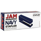 JAM Paper Office & Desk Sets, Stapler Pack of Staples, Navy and Yellow (3375NBYE)-Quantity: (1) Stapler, (1) Box of Staples (5000 ct)