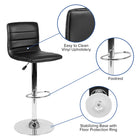 Flash Furniture Contemporary Black Vinyl Adjustable Height Barstool with Horizontal Stitch Back & Chrome Base - 2 Pack-Footrest
