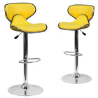 Flash Furniture 17 1/2" x 17 1/2" Cozy Mid-Back Vinyl Adjustable Bar Stool W/Chrome Base, Yellow, 2 Pack-Set of 2 Contemporary Style Stools