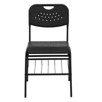 Flash Furniture HERCULES Series Black Plastic Chair with Black Frame & Book Basket-Set of 5 Multipurpose Student Chairs