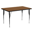 Flash Furniture 30''W x 60''L Rectangle Activity Table with 1.25'' High Pressure Top and Standard Height Adjustable Legs, Oak-Oak Laminate