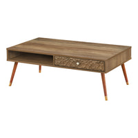Monarch Specialties 2836 Coffee Table - Walnut Mid-Century With A Drawer-Mid-century modern style rectangular coffee table with storage in a walnut wood-look finish