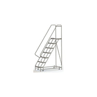 Tri-Arc Manufacturing Aluminum Rolling Ladder, Step Width: 24", Step Type: Ribbed, No. of Steps: 7 (WLAR107244)-No. of Steps: 7