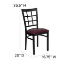 Flash Furniture – Chaise de restaurant en acier à dossier ajouré, noir, siège en vinyle bourgogne (XUDG6Q3BWINBURV)-Barre d'appui courbe
