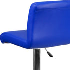 Flash Furniture Contemporary Vinyl Adjustable Height Barstool with Rolled Seat and Chrome Base - Blue - 2 Pack-Waterfall Seat reduces pressure on your legs