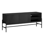 Monarch Specialties 2734 Tv Stand - 60"L/Black/Black Metal With Storage-This fashionably stylish 60 inch contemporary tv stand is solidly constructed with black laminate and black metal for a modern statement in a living room, bedroom, or office