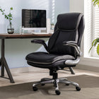Serta SMT Brinkley Executive Chair - 27-1/2" W x 30" D x 43"-46" H - Black-Stylish, soft upholstered
flip-up armrests