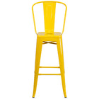 Flash Furniture 30" High Yellow Metal Indoor-Outdoor Barstool with Back-Bistro Style Barstool