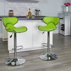 Flash Furniture 17 1/2" x 17 1/2" Cozy Mid-Back Vinyl Adjustable Bar Stool W/Chrome Base, Green, 2 Pack-Deep Curved Back and Seat