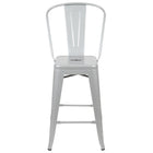 Flash Furniture Commercial Grade 24" High Silver Metal Indoor-Outdoor Counter Height Stool with Back-Set of 4 Bistro Style Counter Stools